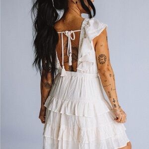 HYFVE White Backless Ruffle Dress